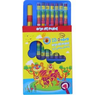 پاستل 2+12 رنگ مقوایی آریا